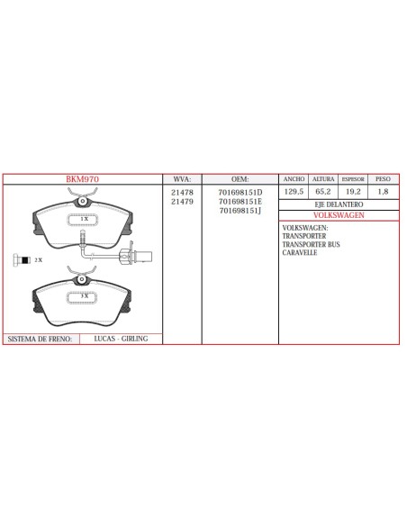 Kit Pastillas De Freno Wva.21478