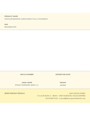 Pantalón Bermuda Cargo Negro Talla-Xxl...