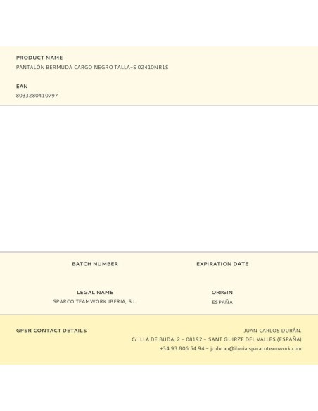 Pantalón Bermuda Cargo Negro Talla-Xxl 02410Nr5Xxl Sparco