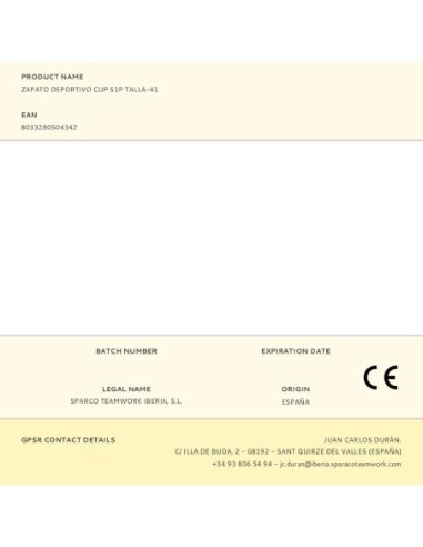 Zapato Deportivo Cup S1P Talla-42 Sparco