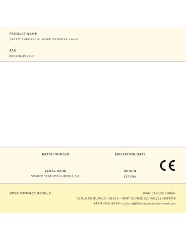 Zapato Laboral Allroad S3 Esd Talla-43 Sparco