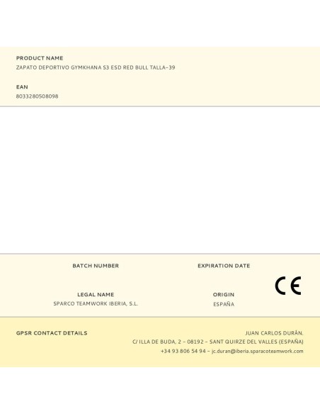 Zapato Deportivo Gymkhana S3 Esd Red Bull Talla-40 Sparco