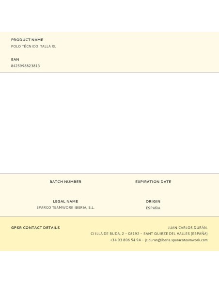 Camiseta Técnica Talla S Sparco