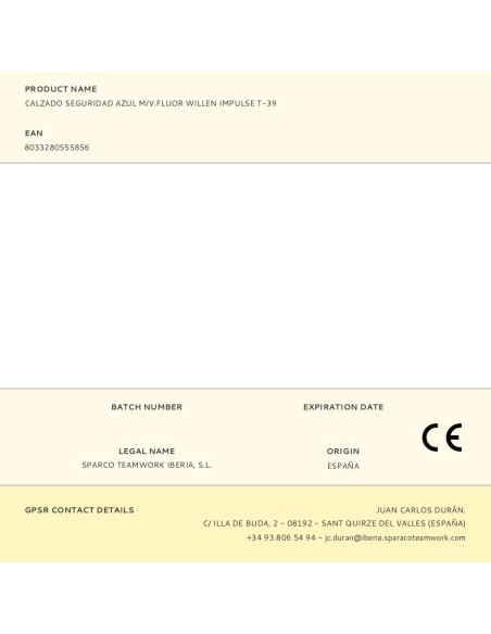 Calzado Seguridad Azul M/V.Fluor Willen Impulse T-40 Sparco