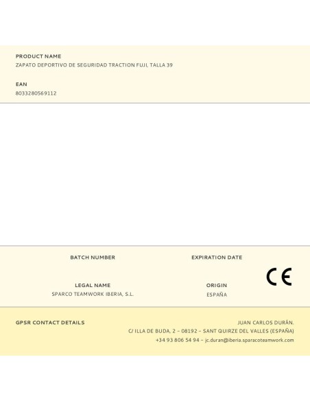 Zapato Deportivo De Seguridad Traction Fuji, Talla 40 Sparco