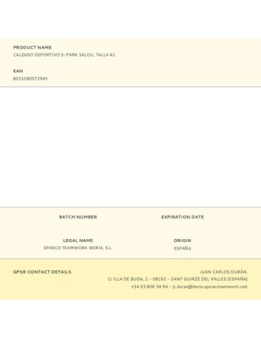 Calzado Deportivo S-Park Salou, Talla 43 Sparco