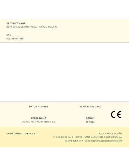 Bota De Seguridad Targa - H Paul, Talla 46 Sparco