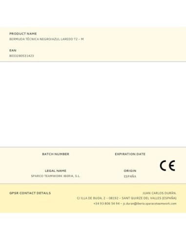 Bermuda Técnica Negro/Azul Laredo T3 - L Sparco