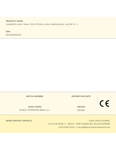 Chaqueta Light-Shell Tech Técnica, Azul Marino/Azul, Austin, T5 - Xxl Sparco