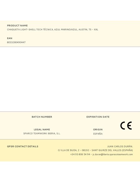 Chaqueta Light-Shell Tech Técnica, Negra/Gris, Austin, T1 - S Sparco