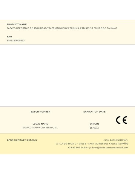 Bota De Seguridad Traction-H Naoki, Esd S3S Sr Fo Hro, Talla 38 Sparco