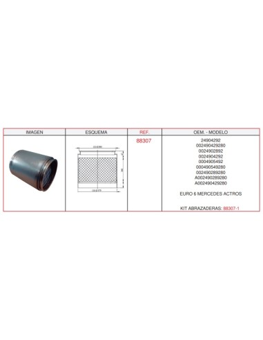 FILTRO PARTICULAS DPF EURO6 MB ACTROS