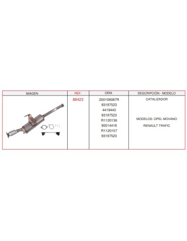 CATALIZADOR OPEL/RENAULT TRAFIC