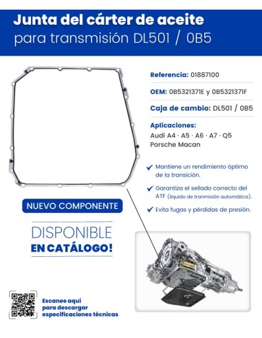 Junta del Cárter de Aceite de Transmisión DL501 / 0B5