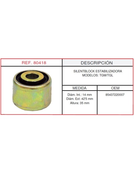SILENTBLOCK ESTABILIZADOR 14X42.5X35