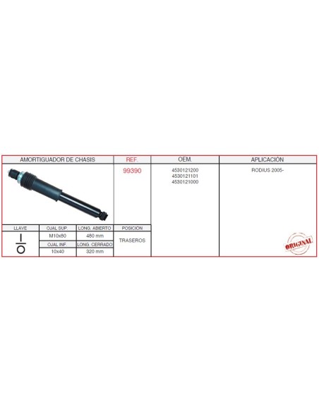 Amortiguador de chasis para MAN, VOLVO, SSANGYONG CASALS 99390