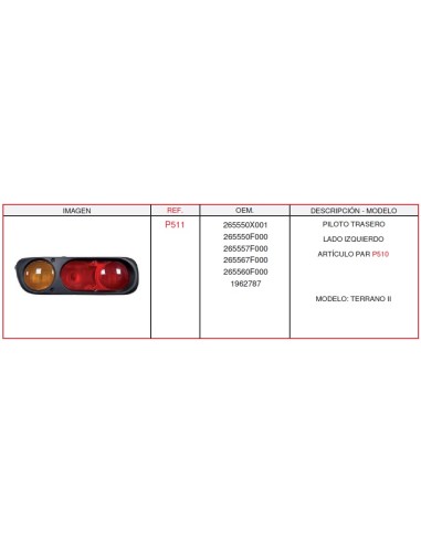 Piloto Terrano II LH con Portalámparas