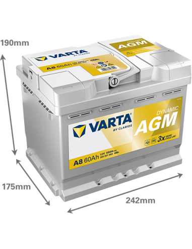 Batería Varta A8 AGM 60Ah 12V 680A |...