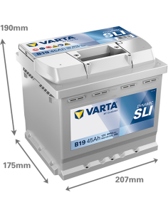 Batería Varta B19 45Ah 12V 400A | 207x175x190 mm |...