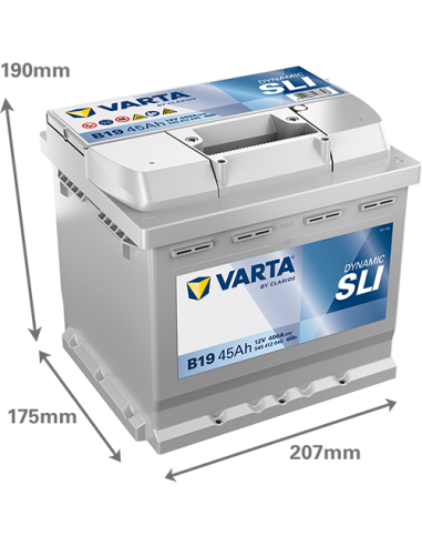 Batería Varta B19 45Ah 12V 400A | 207x175x190...