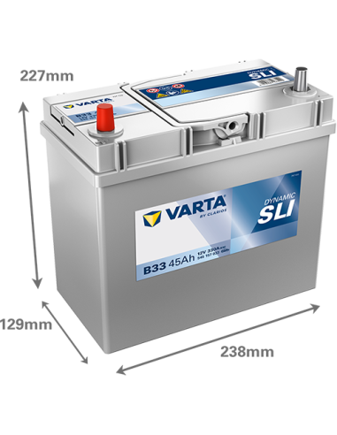 Batería Varta B33 45Ah 12V 330A | 238x129x227...