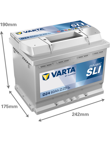 Batería Varta D24 60Ah 12V 540A | 242x175x190...