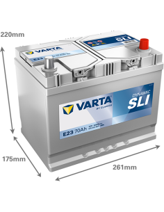 Batería Varta E23 70Ah 12V 630A | 261x175x220 mm |...