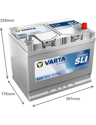 Batería Varta E23 70Ah 12V 630A | 261x175x220...