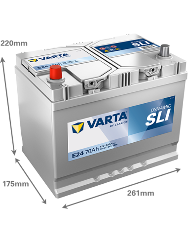 Batería Varta E24 70Ah 12V 630A | 261x175x220...