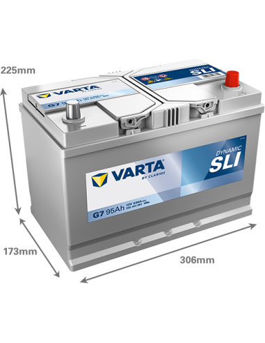 Batería Varta G7 95Ah 12V 830A | 306x173x225 mm...