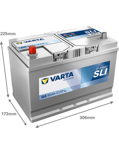 Batería Varta G8 95Ah 12V 830A | 306x173x225 mm...