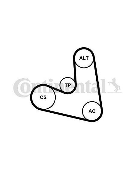 Correa auxiliar Poly-V Continental 4PK654K1 4 canales 654 mm