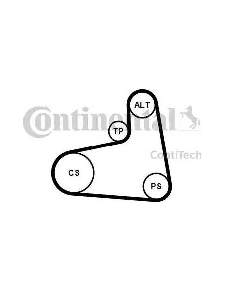 Correa auxiliar Poly-V Continental 6PK906K3 6 canales 906 mm