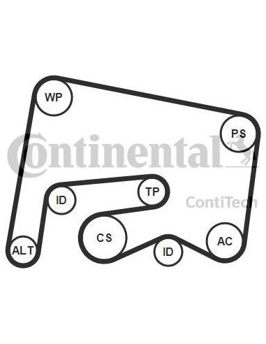 Correa auxiliar Poly-V Continental 6PK2155K1 6...