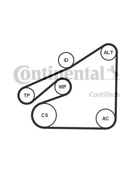 Correa auxiliar Poly-V Continental 6PK1840K1 6 canales 1840 mm