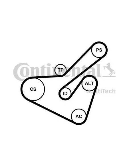 Correa auxiliar Poly-V Continental 6PK1725K2 6 canales 1725 mm