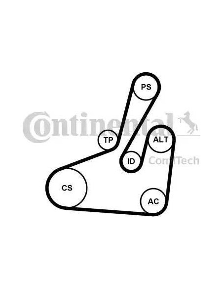 Correa auxiliar Poly-V Continental 6PK1710K2 6 canales 1710 mm