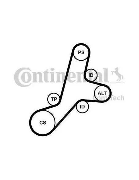Correa auxiliar Poly-V Continental 6PK1345K1 6 canales 1345 mm