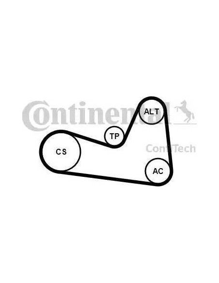 Correa auxiliar Poly-V Continental 6PK1200K1 6 canales 1200 mm