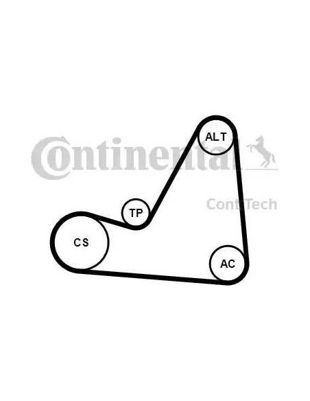 Correa auxiliar Poly-V Continental 6PK1070K3 6 canales 1070 mm