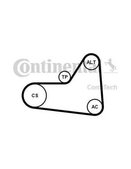 Correa auxiliar Poly-V Continental 6PK1070K1 6 canales 1070 mm