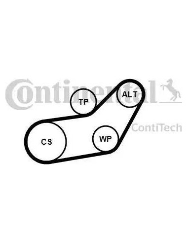 Correa auxiliar Poly-V Continental 6PK1045K1 6...
