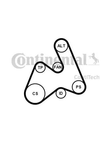 Correa auxiliar Poly-V Continental 5PK1592K1 5 canales 1592 mm