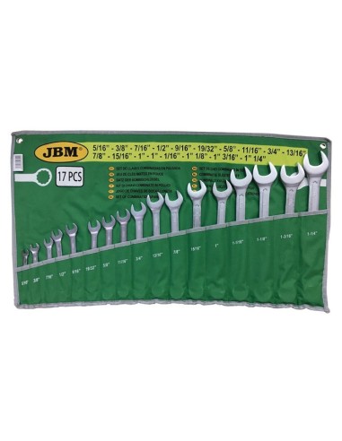 Set de 17 Llaves Combinadas en Pulgada JBM 51890