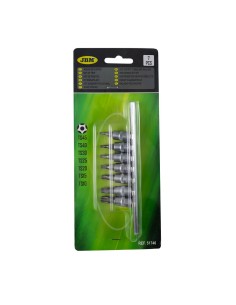 JUEGO DE 7 PUNTAS TS DE 5 DIENTES INVIOLABLE CON VASO DE 1/4"