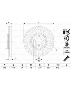 Disco de freno 0 986 479 E23 Bosch 0986479E23 | Recambios Colmenar