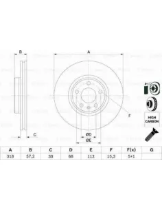 Disco de freno 0 986 479 E54 Bosch 0986479E54 | Recambios Colmenar