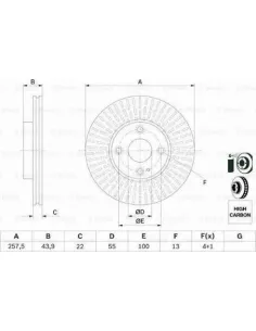 Disco de freno 0 986 479 E61 Bosch 0986479E61 para Jaguar / Land /