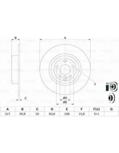Disco de freno 0 986 479 E63 Bosch 0986479E63 | Recambios Colmenar