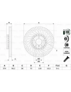 Disco de freno 0 986 479 E68 Bosch 0986479E68 | Recambios Colmenar